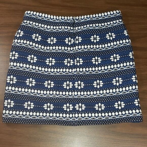 J. Crew Floral‎ Jacquard Mini Skirt Blue with POCKETS! Size 2 - Picture 4 of 5